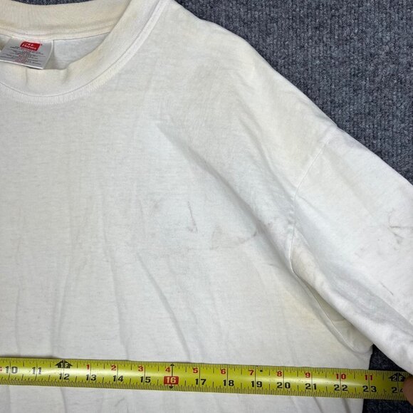 Vintage Hanes Fila White CrewNeck T-shirt Single Stitch Made in USA Size L - Picture 10 of 10